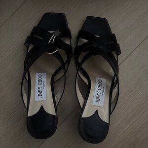 Jimmy Choo Donte 65 Mule Strappy Square-Toe Heeled Sandals size 34 women’s US 4